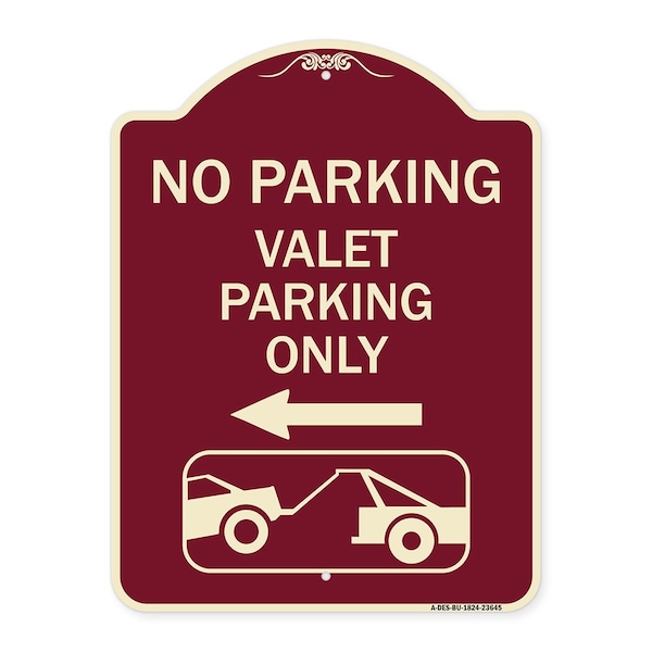 Signmission No Parking Valet Parking Only Heavy-Gauge Aluminum Architectural Sign, 24" x 18", BU-1824-23645 A-DES-BU-1824-23645 - main